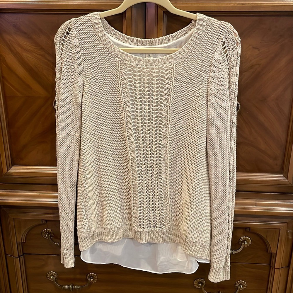 Lucky Brand Layered Back Split Gold Sweater